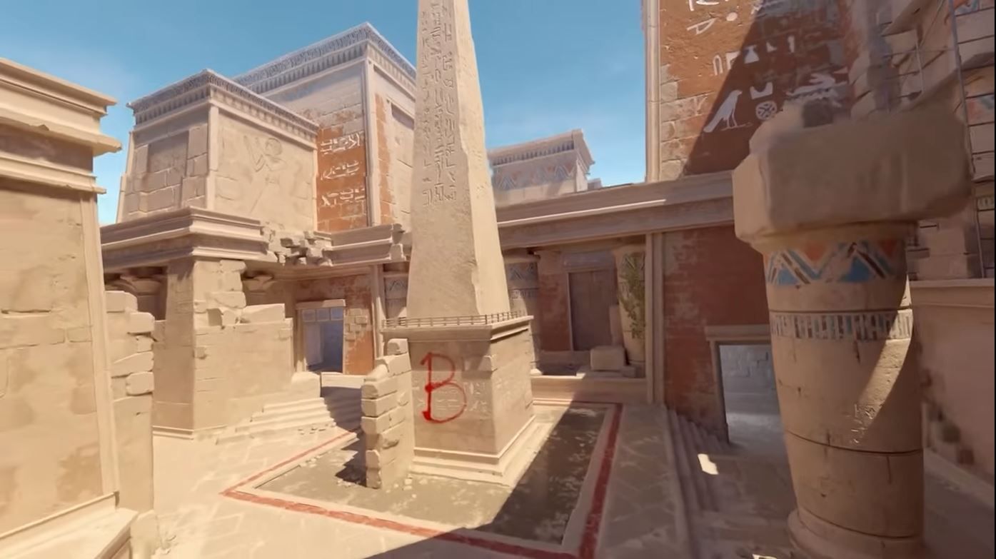 Wide View Of Anubis B Site's Obelisk In Counter Strike 2