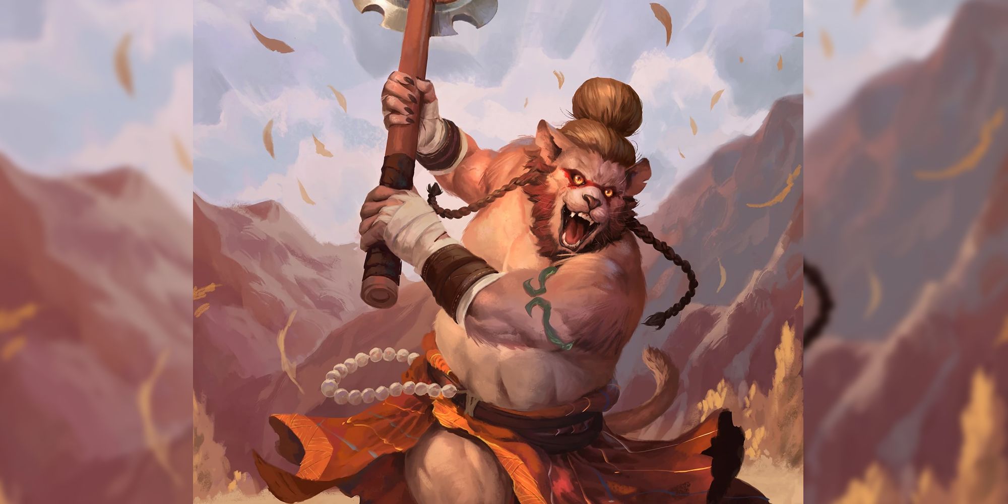 art of Tolo from Encounter Party running forward with an axe