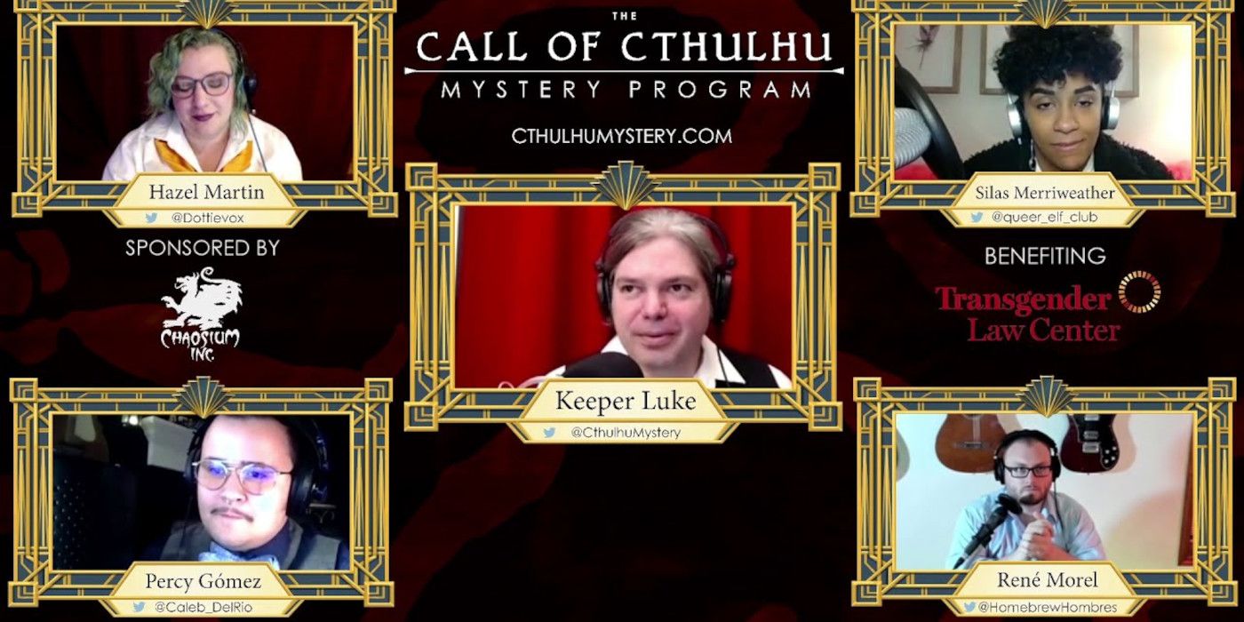 Screenshot of the Call of Cthulhu Mystery Program charity stream.