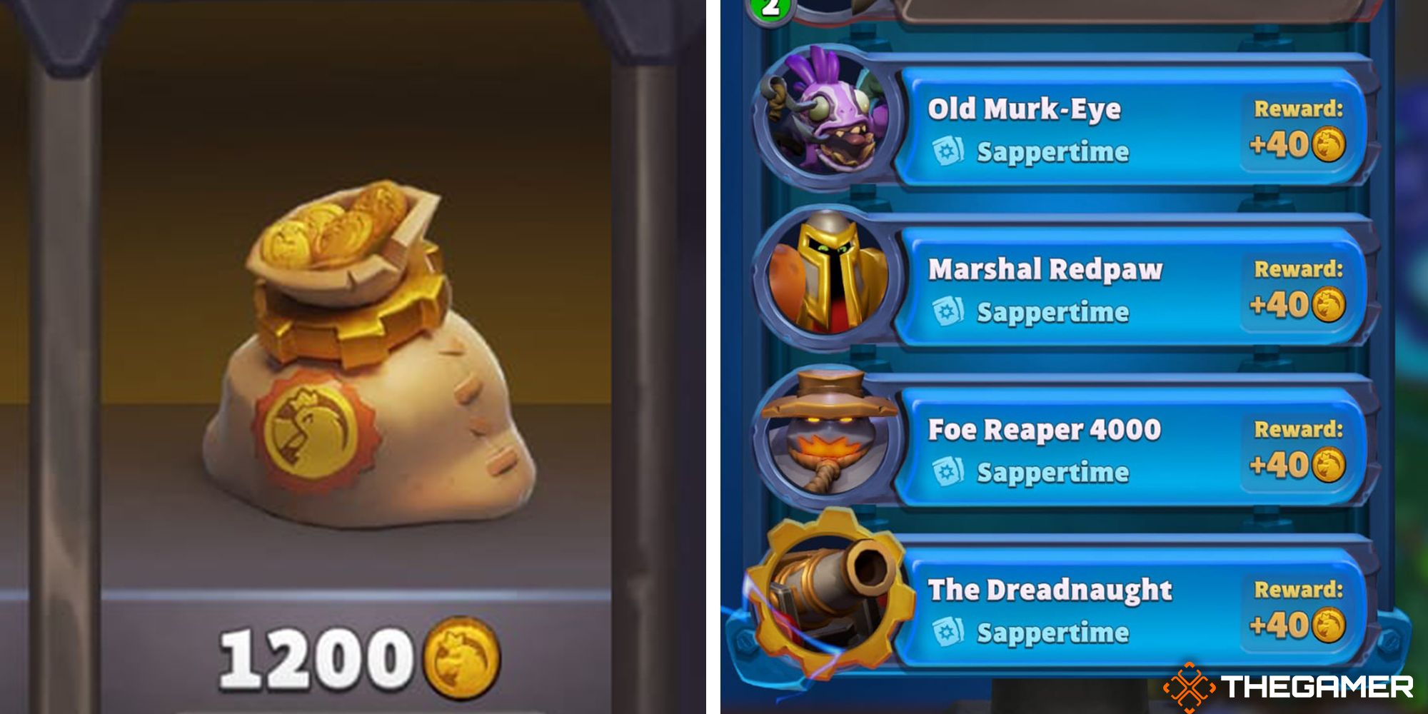 Coin Pounch Representing 1200 Coins on Store Tab and Westfall Under Archligh Surge Effect