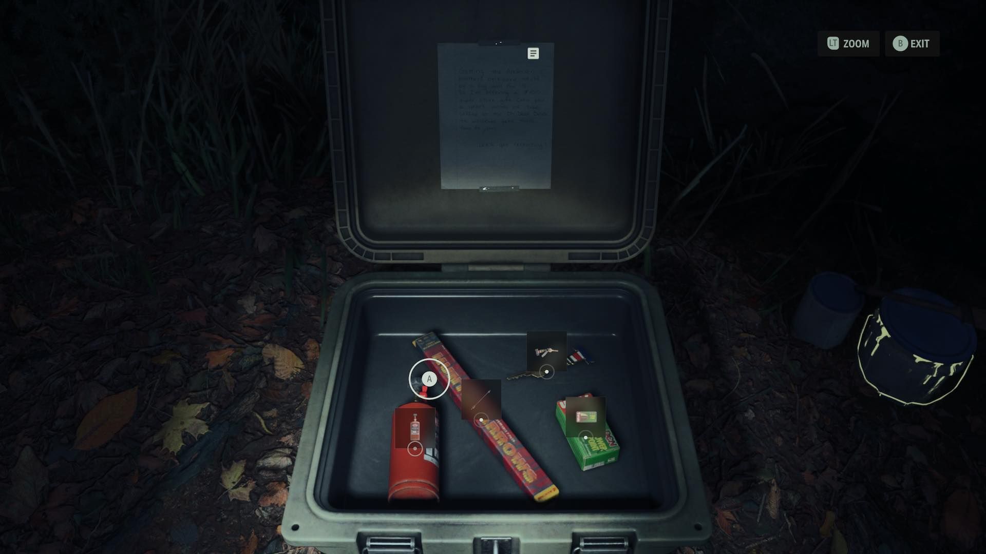 The last cult stash opened revealing an assortment of survival items including the Watery Lighthouse key.