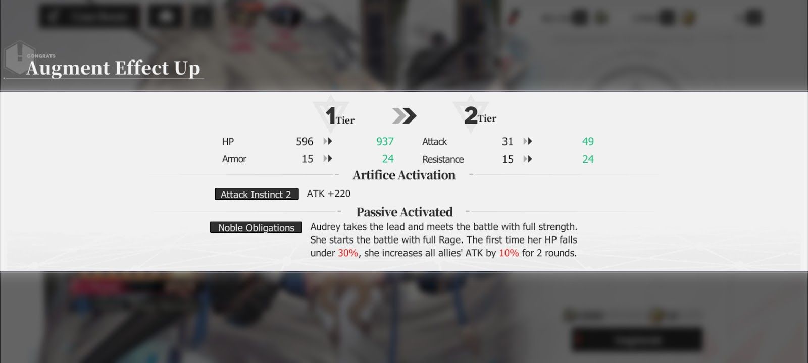 Echocalypse - Augmentation Tier increased (Tier 1 to Tier 2)