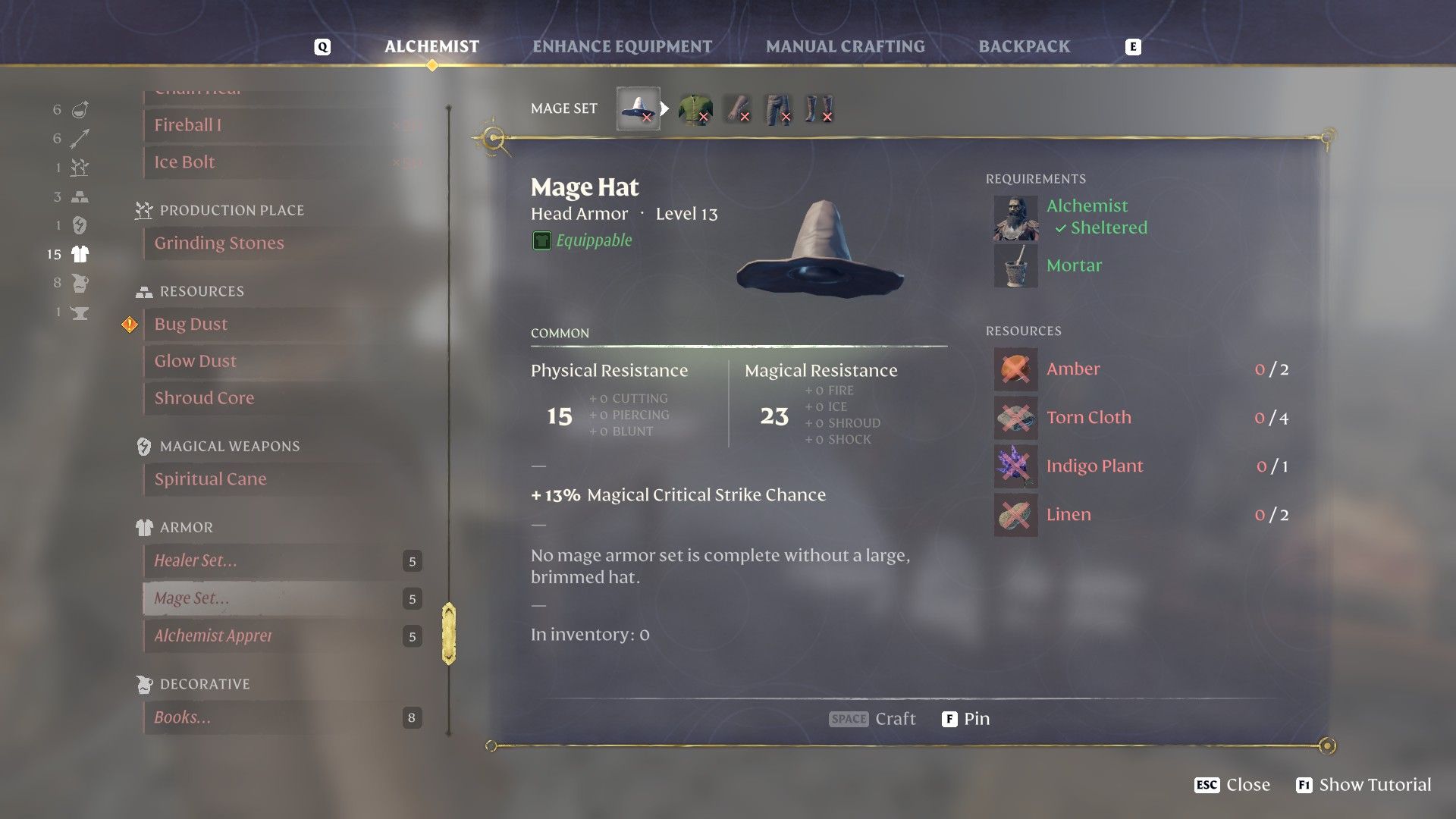 enshrouded mage hat crafting screen