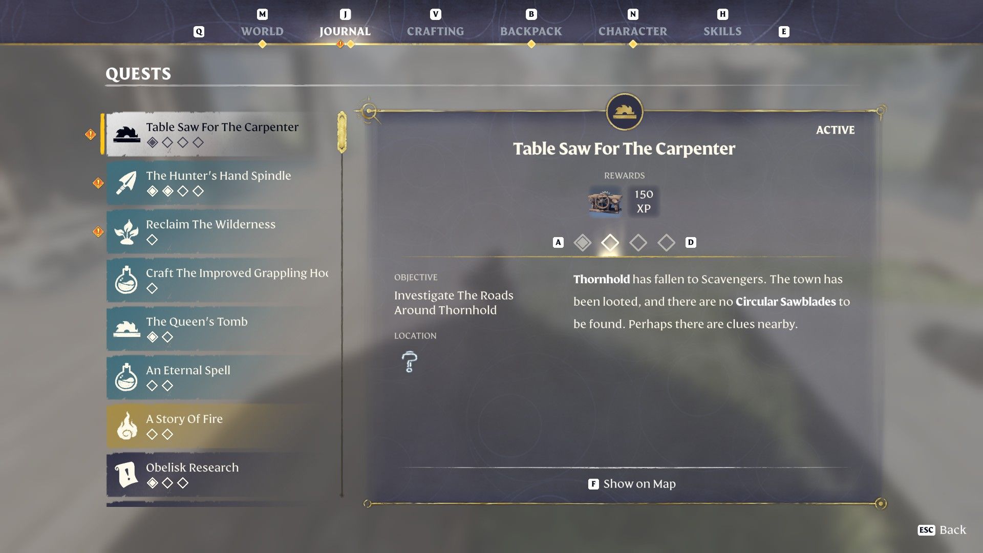 enshrouded table saw quest in journal