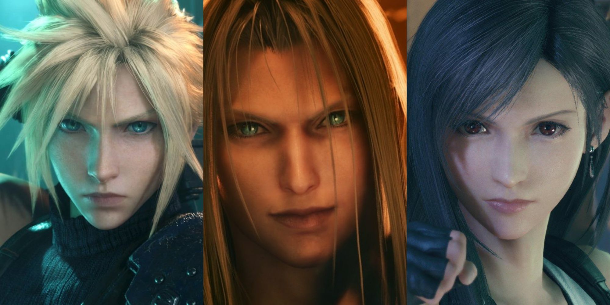 Featured Image featuring side by side images of Cloud, Sephiroth and Tifa