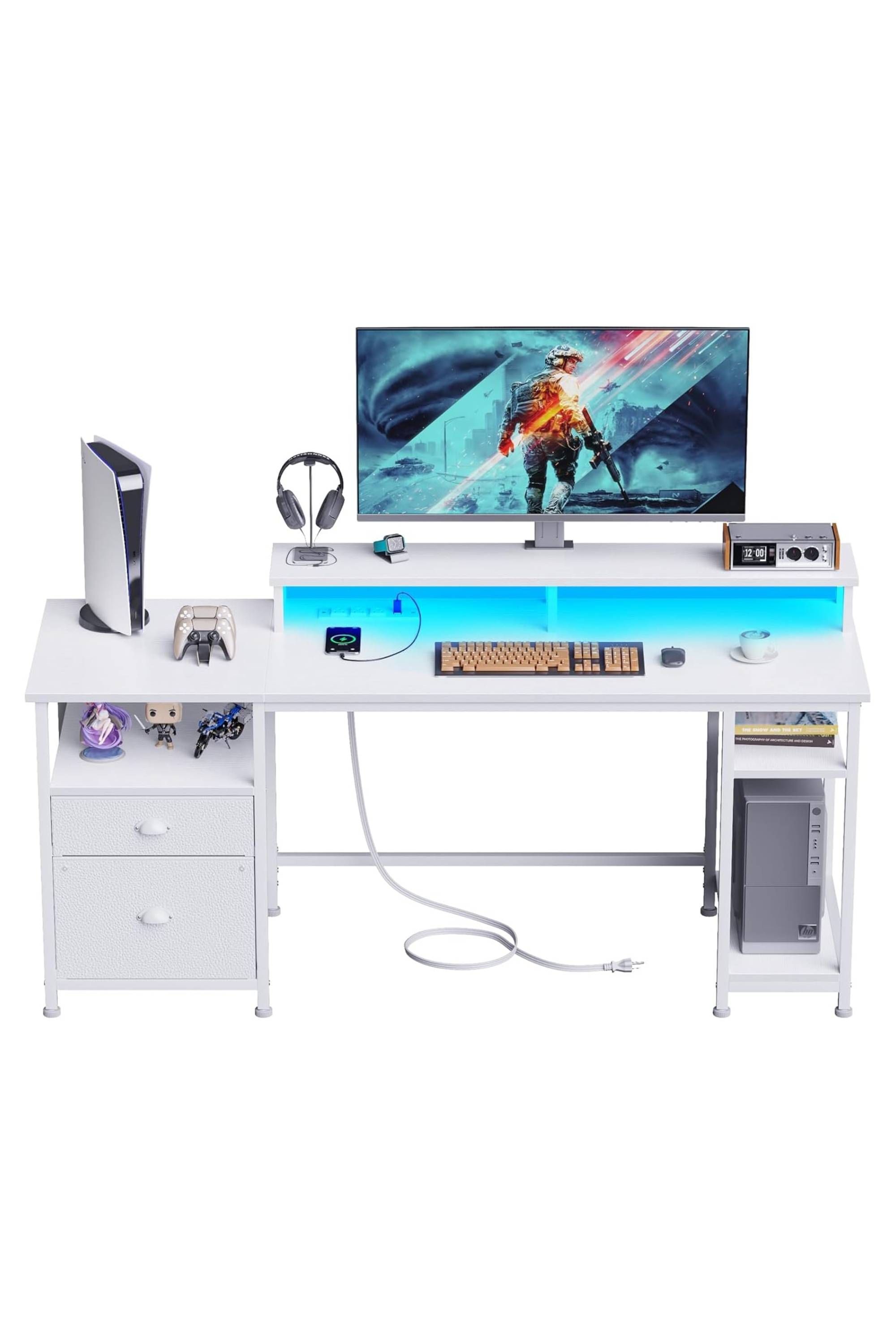 Best Gaming Desks In 2024   Furologee 61  Desk With Led Light Power Outlets 