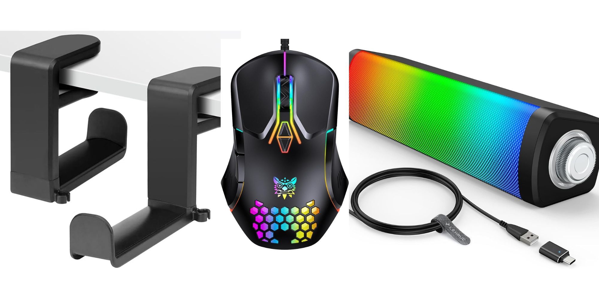 Gaming Mouse, Portable Speaker, Tandoler Headphone Hook Holder Hanger Mount