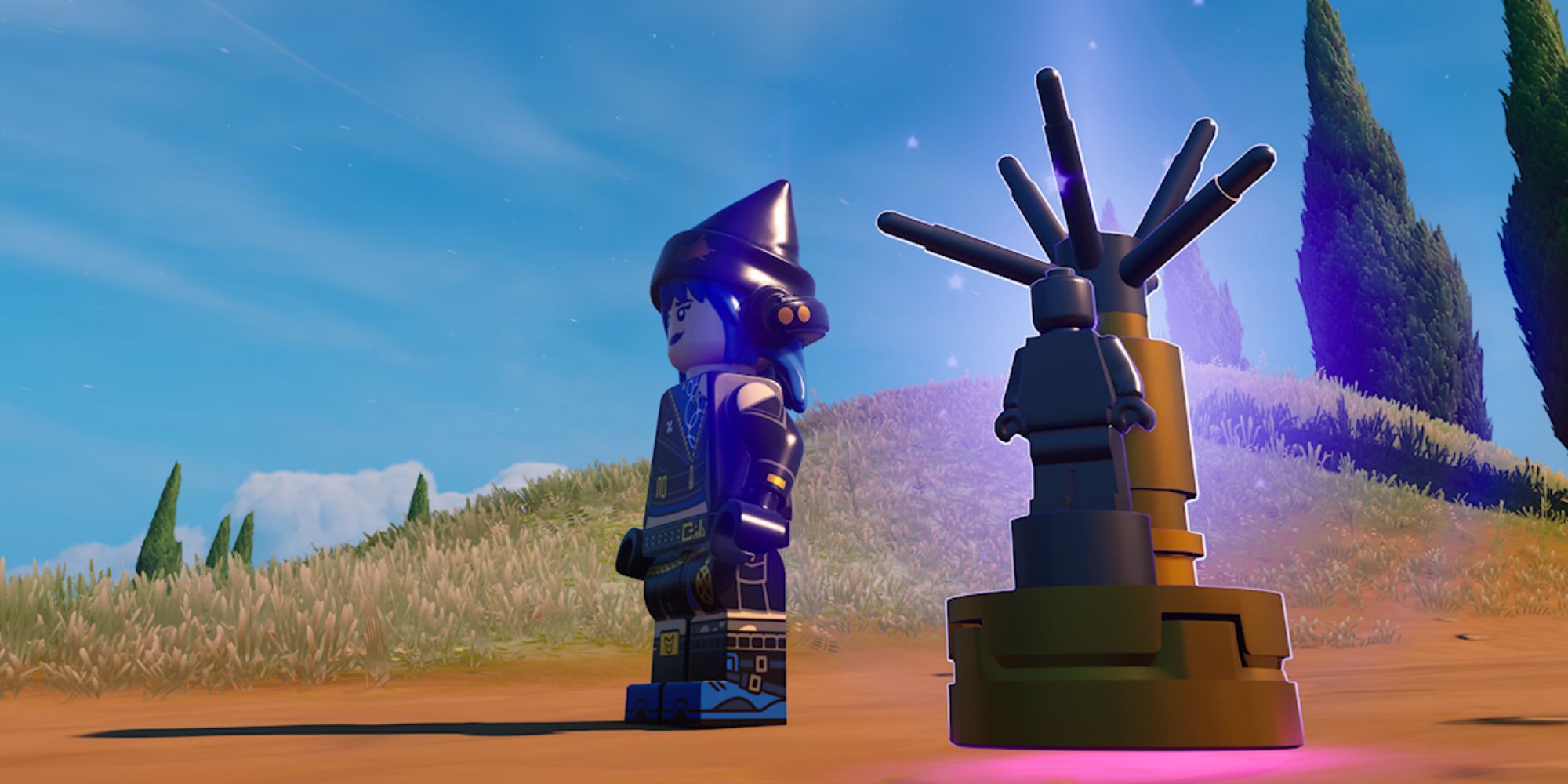 A player standing next to the Reflection Charm on a dirt path in Fortnite.