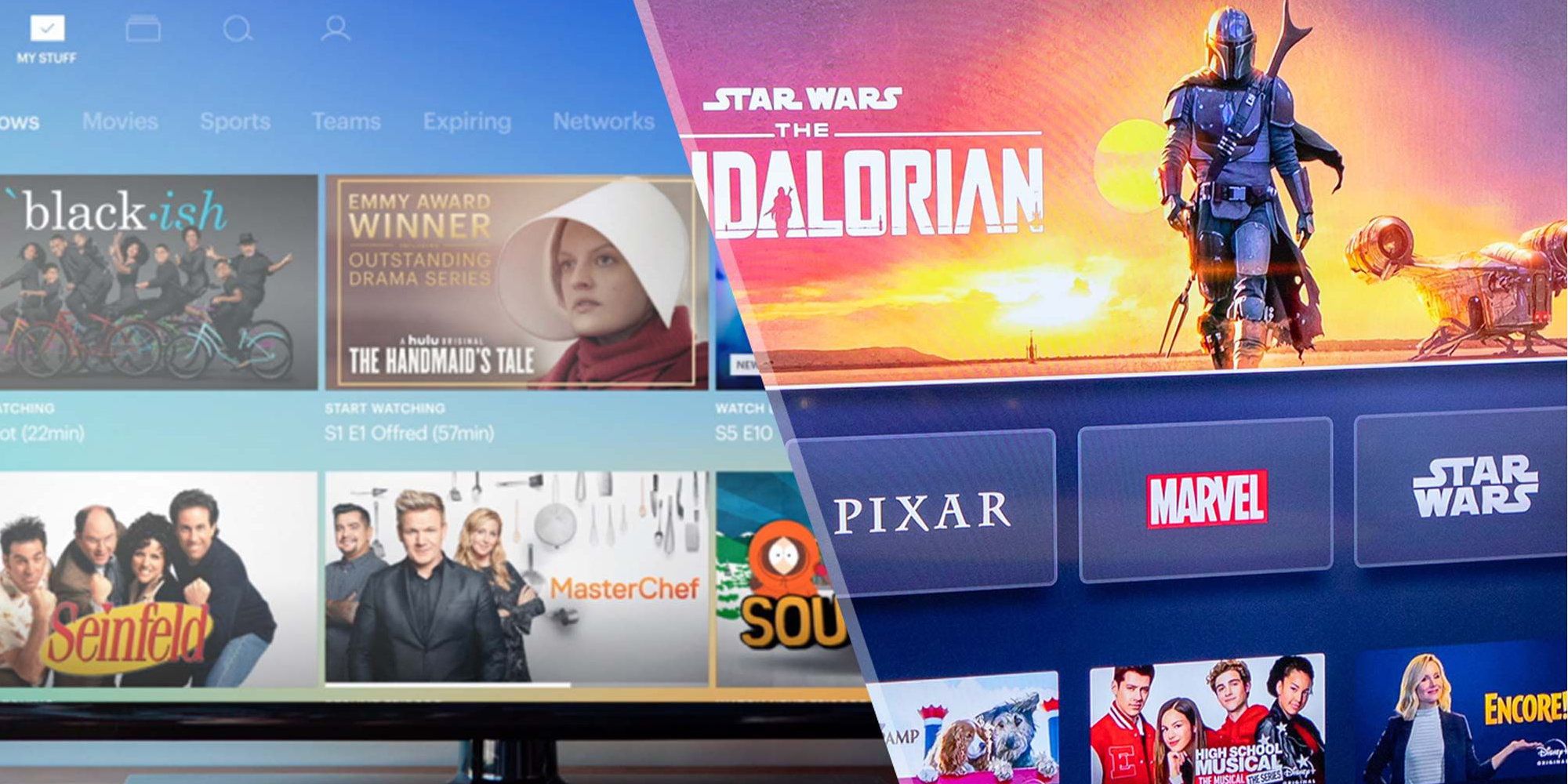 Hulu & Disney+ Split Screen 2 to 1 ratio