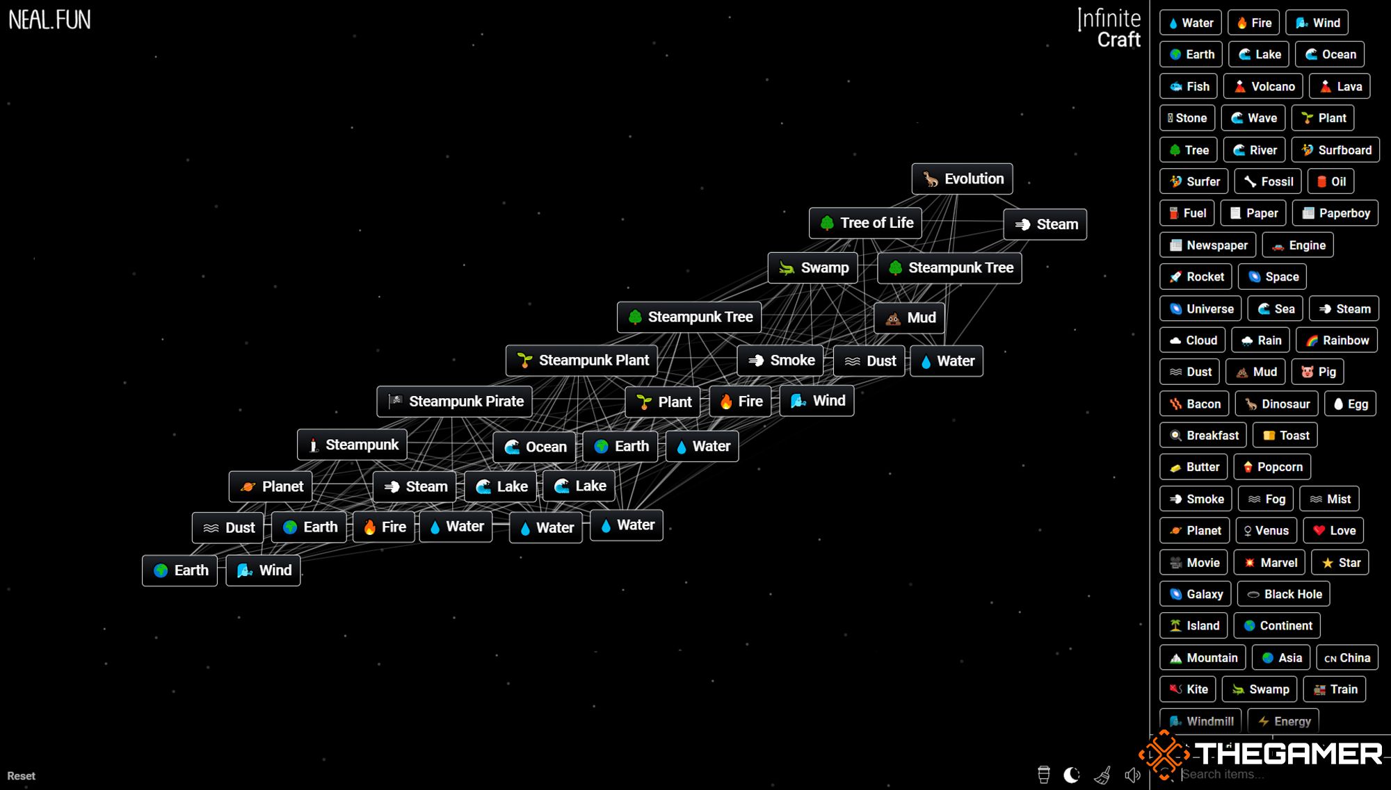 Infinite Craft - Crafting Evolution By Combining Tree of Life And Steam
