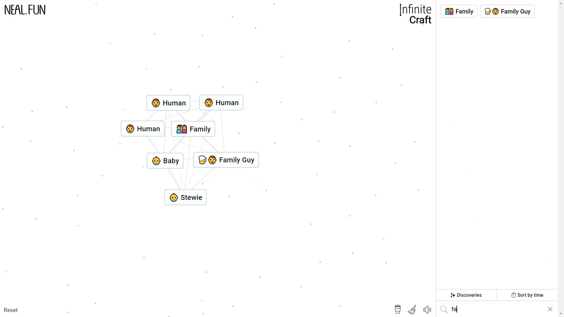 Infinite Craft, the process of making Stewie