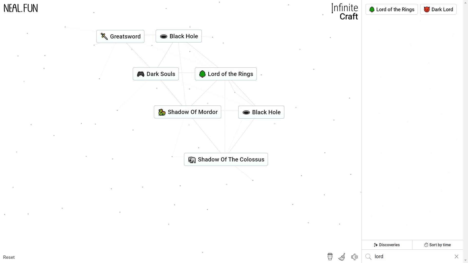 Infinite Craft. the crafting process of Shadow Of The Colossus