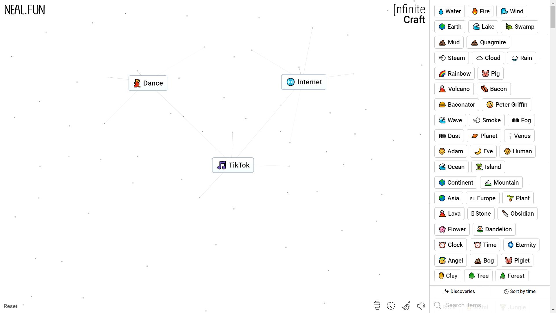 Infinite Craft, the process f crafting TikTok