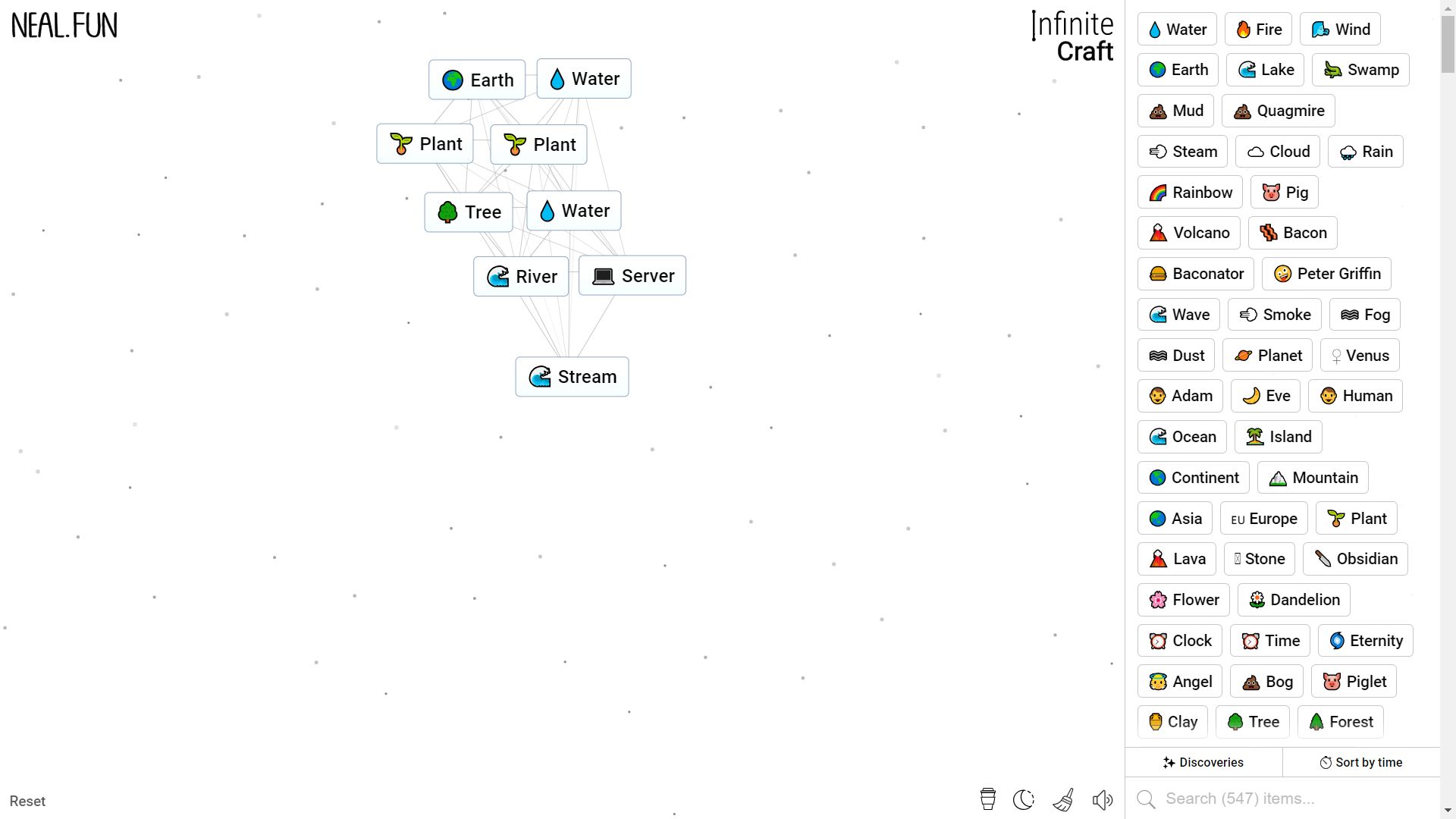 Infinite Craft, the process of crafting Stream