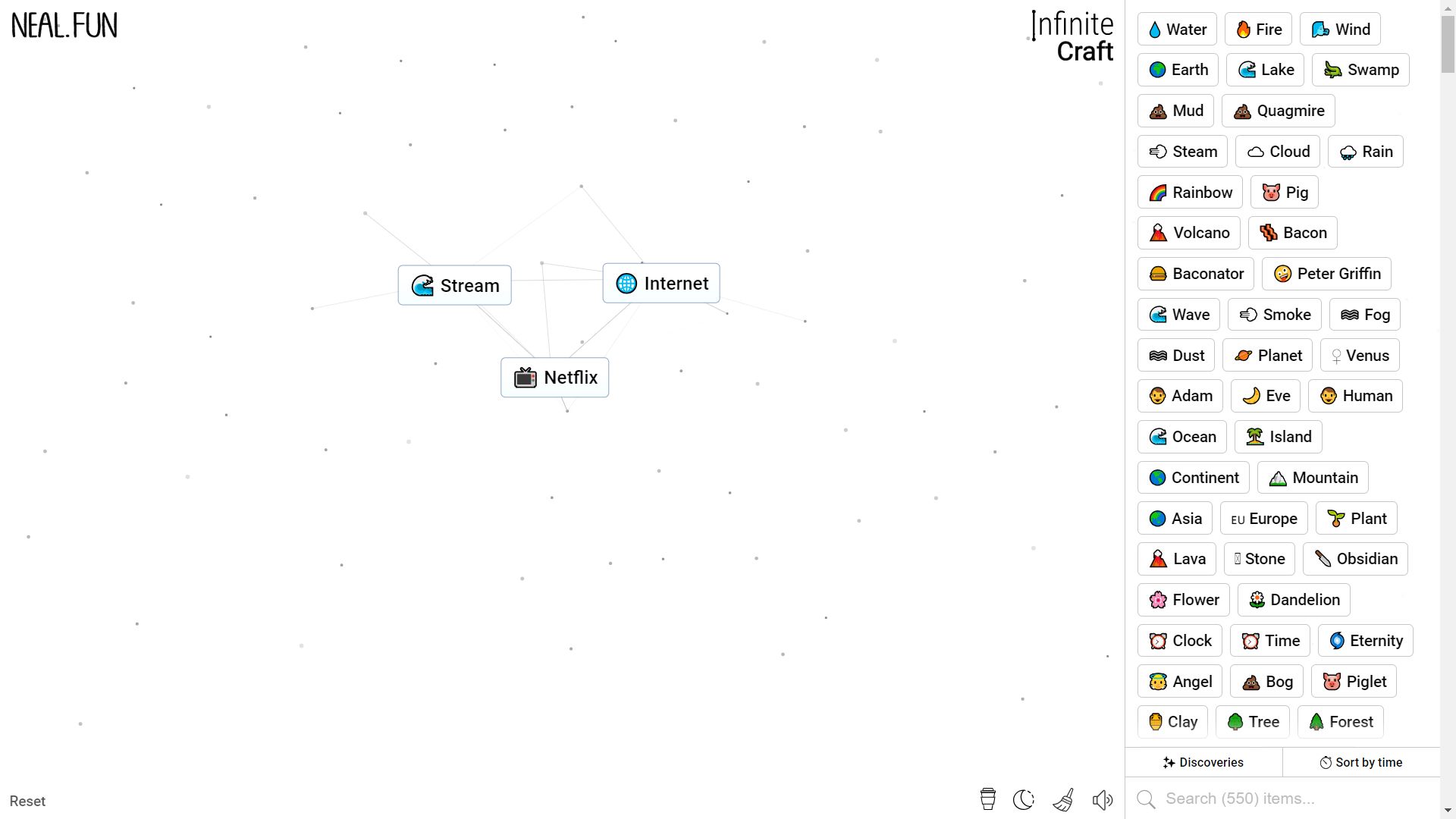 Infinite Craft, the process of crafting Netflix