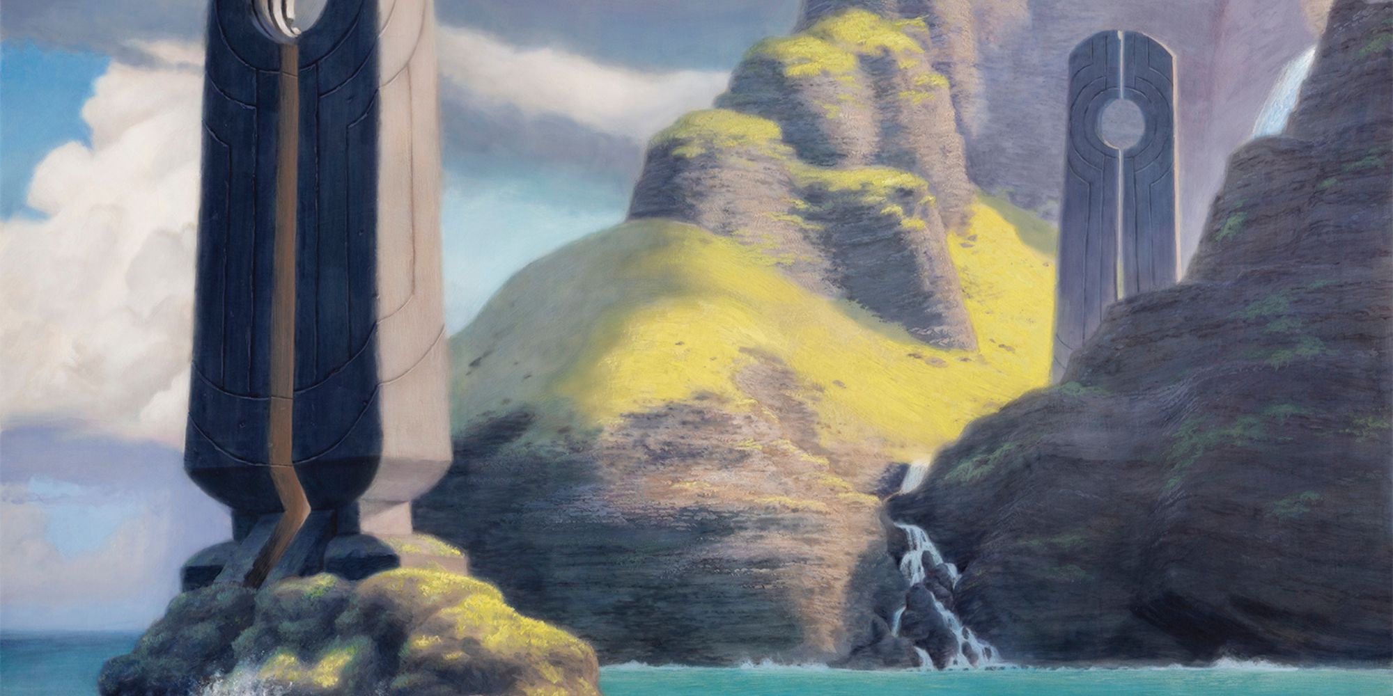 Strange obelisks at an island