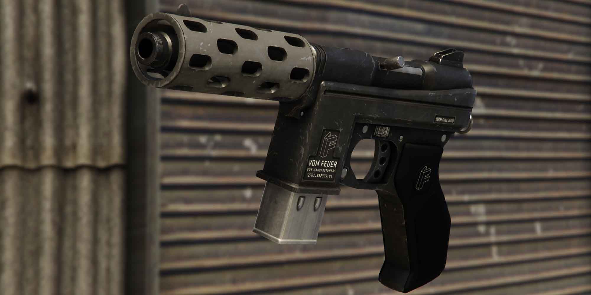 The Machine Pistol in GTA 5 is modelled after the real-life Tec-9