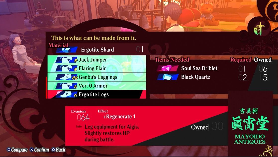 making leg armor for aigis with an ergotite shard persona 3 reload mayoido weapons p3r