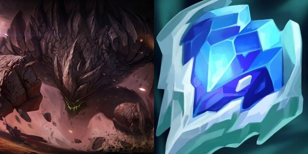 Malphite splash art and Frozen Heart's icon Icon in League Of Legends.