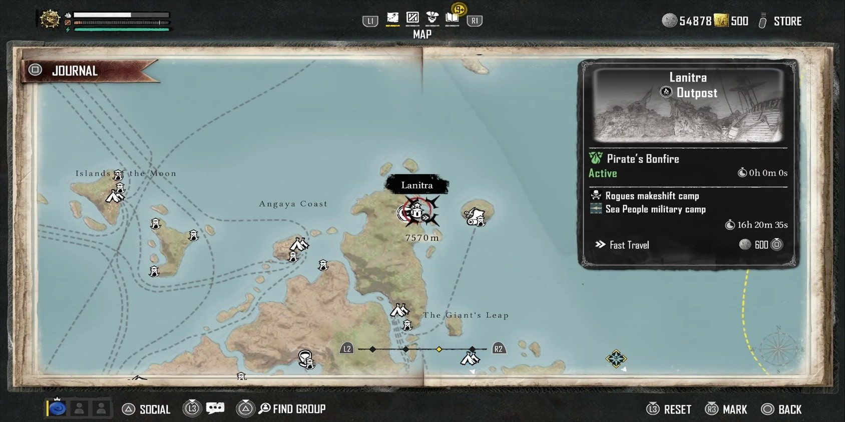 Map view of Lanitra from Skull and Bones