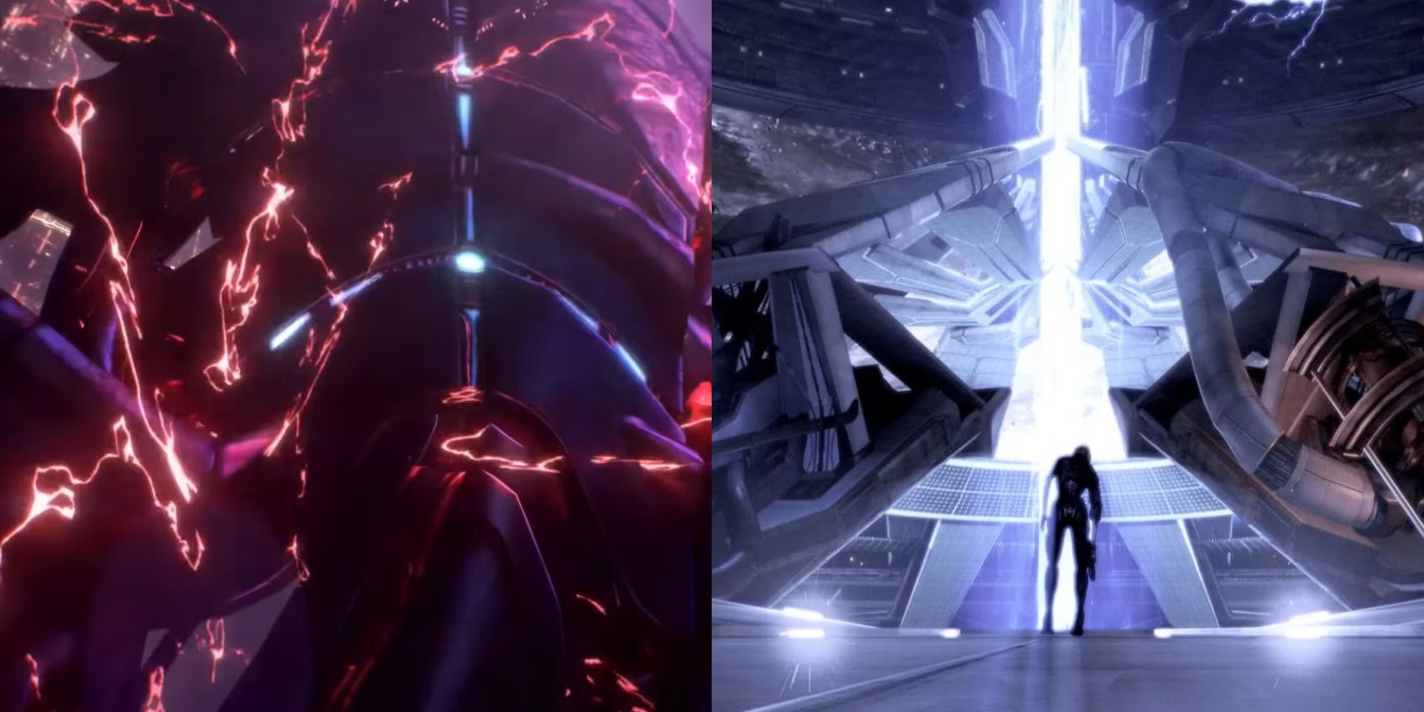 Mass Effect Endings Explained Featured Split Image Sovereign and Mass Effect 3's Final Choice