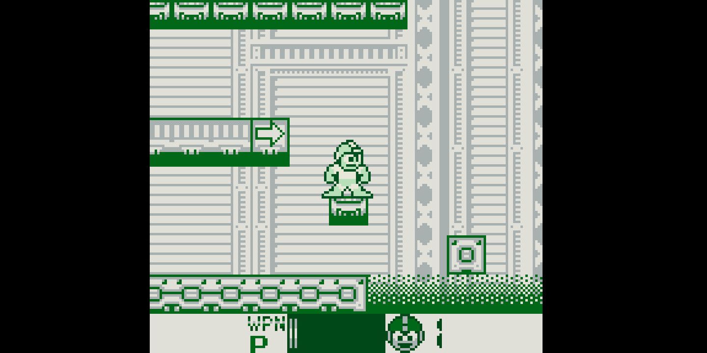 Mega Man standing in a level in Game Boy's Mega Man World