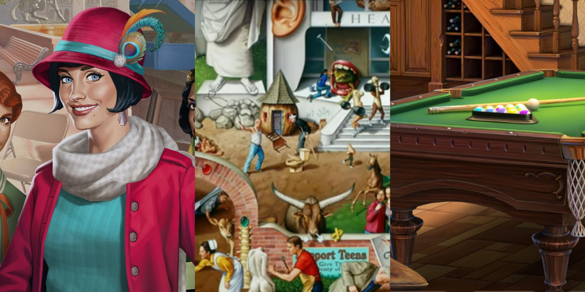 Collage showing different free hidden object games