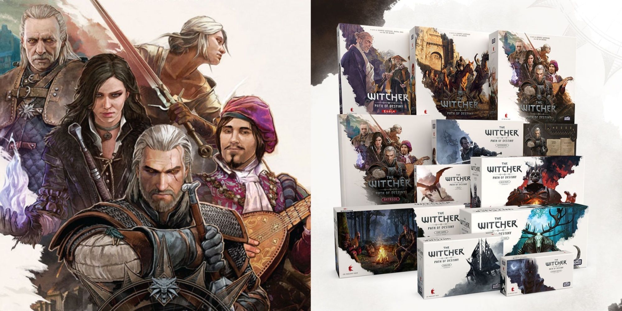 the witcher path of destiny box art and all of its expansions