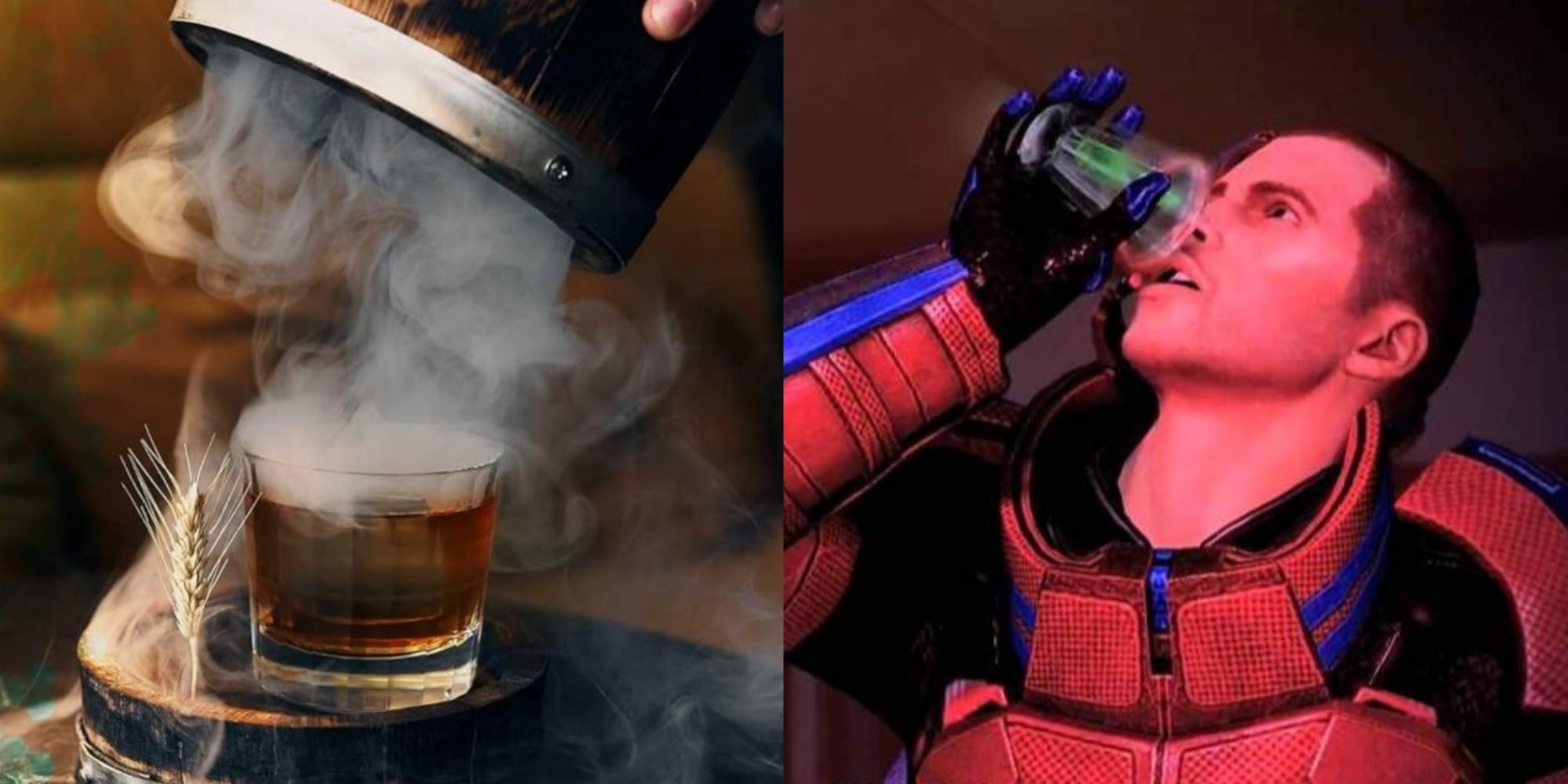 drink from the mass effect cocktail book, and shepard drinking in mass effect