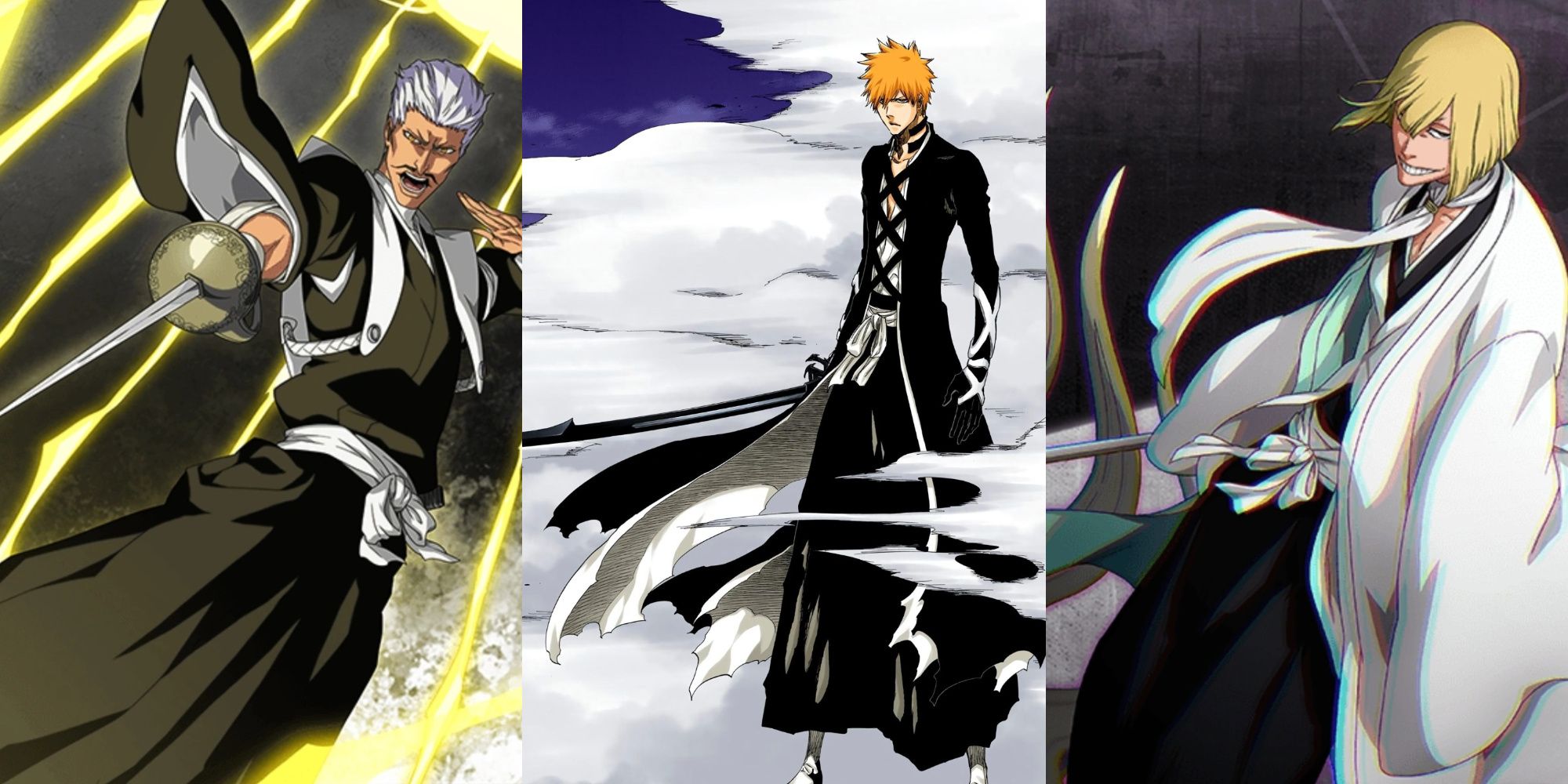 a collage of three of the main bleach soul reapers