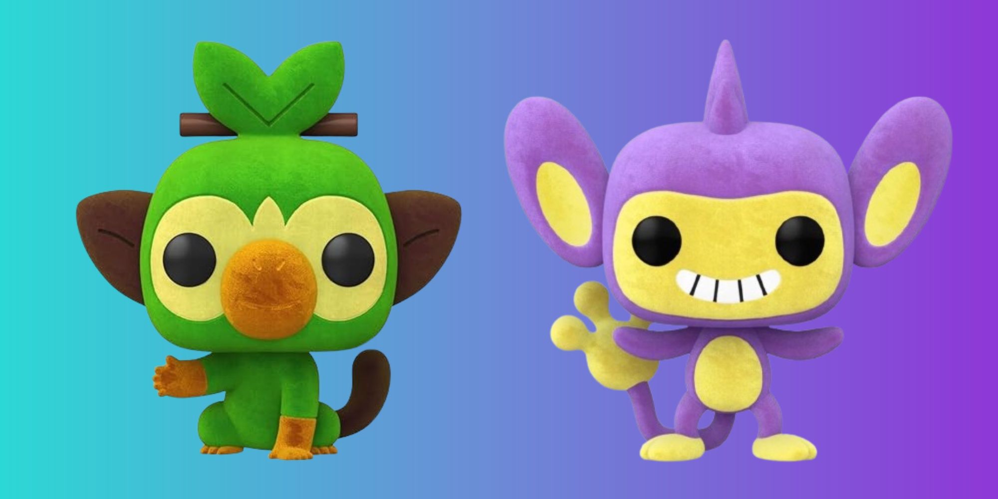 grookey and aipom flocked funko pops