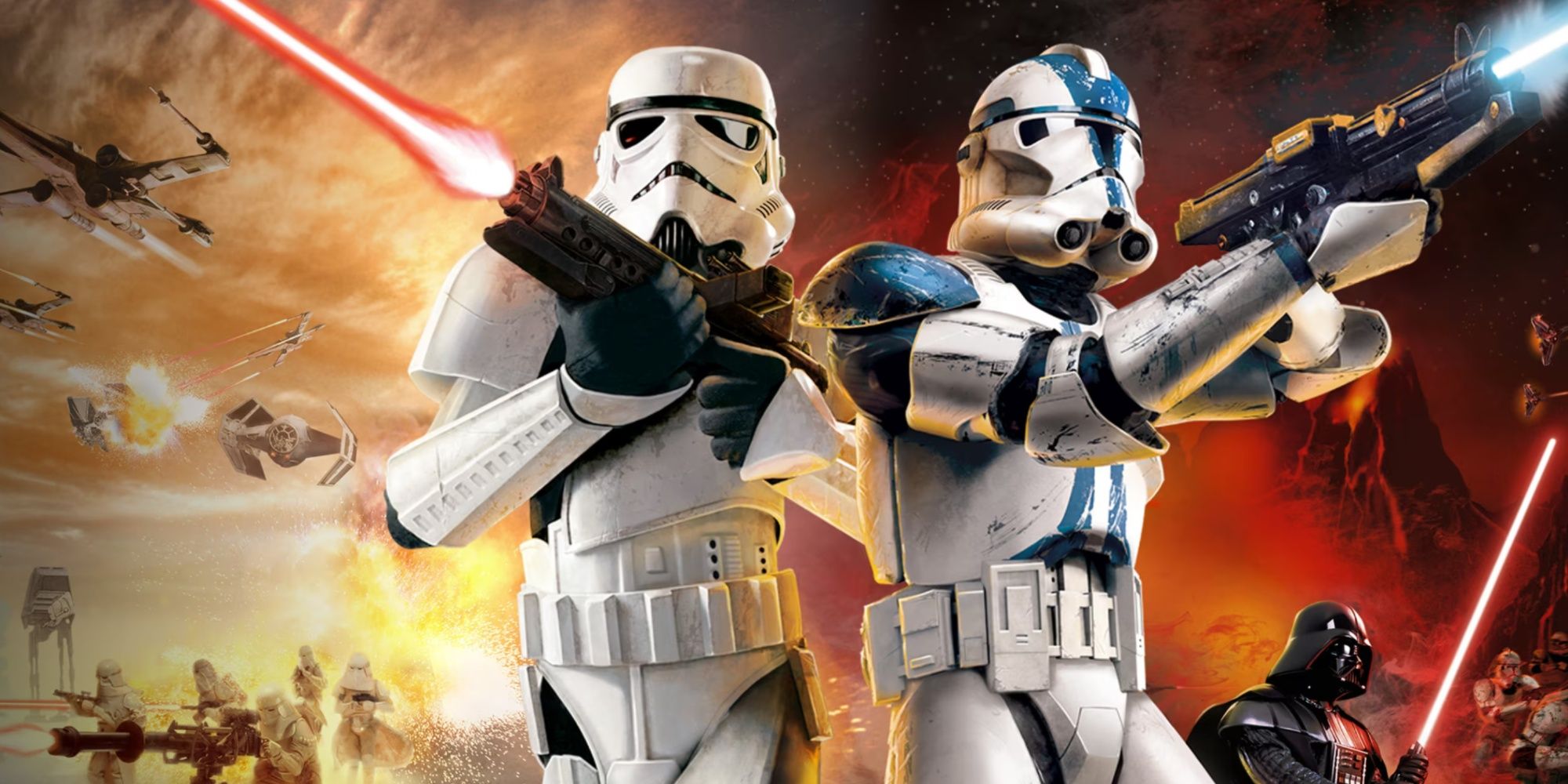 storm troopers firing blasters in star wars battlefront