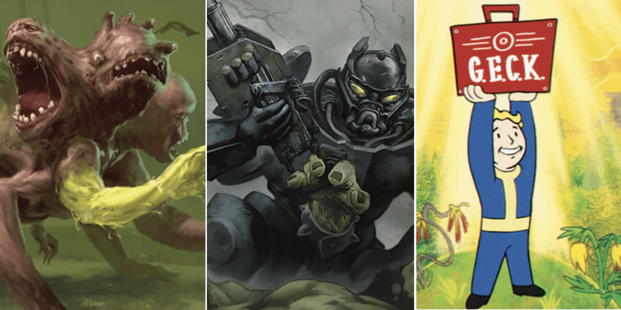 Branching Evolution, Pitiless Plunderer, and Crucible of Worlds Magic: The Gathering card art from Fallout.