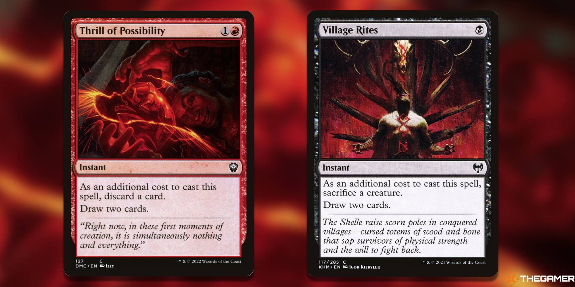 Thrill of Possibility + Village Rites Magic: The Gathering cards