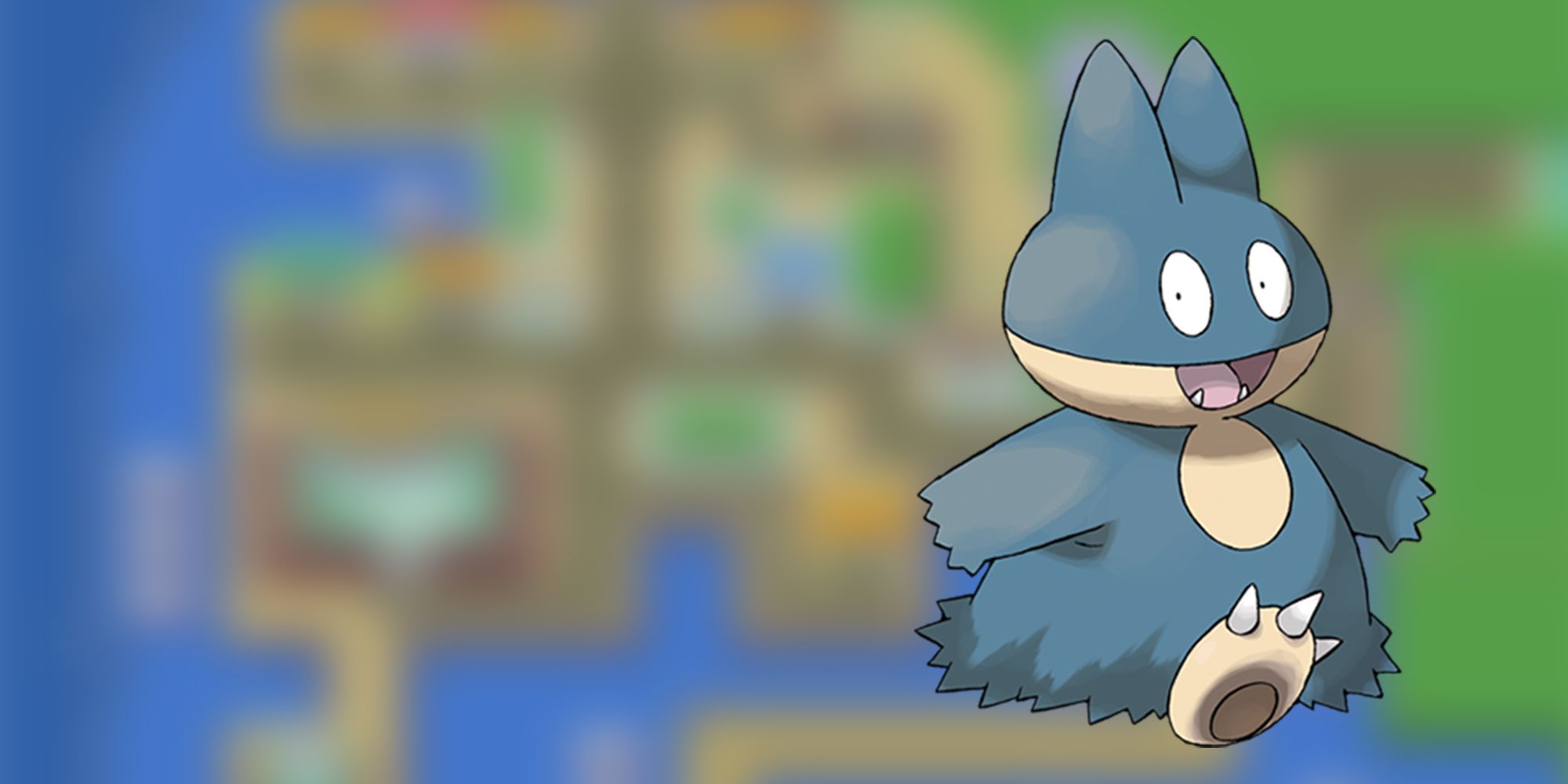 Munchlax Posed Over a Blurred Background