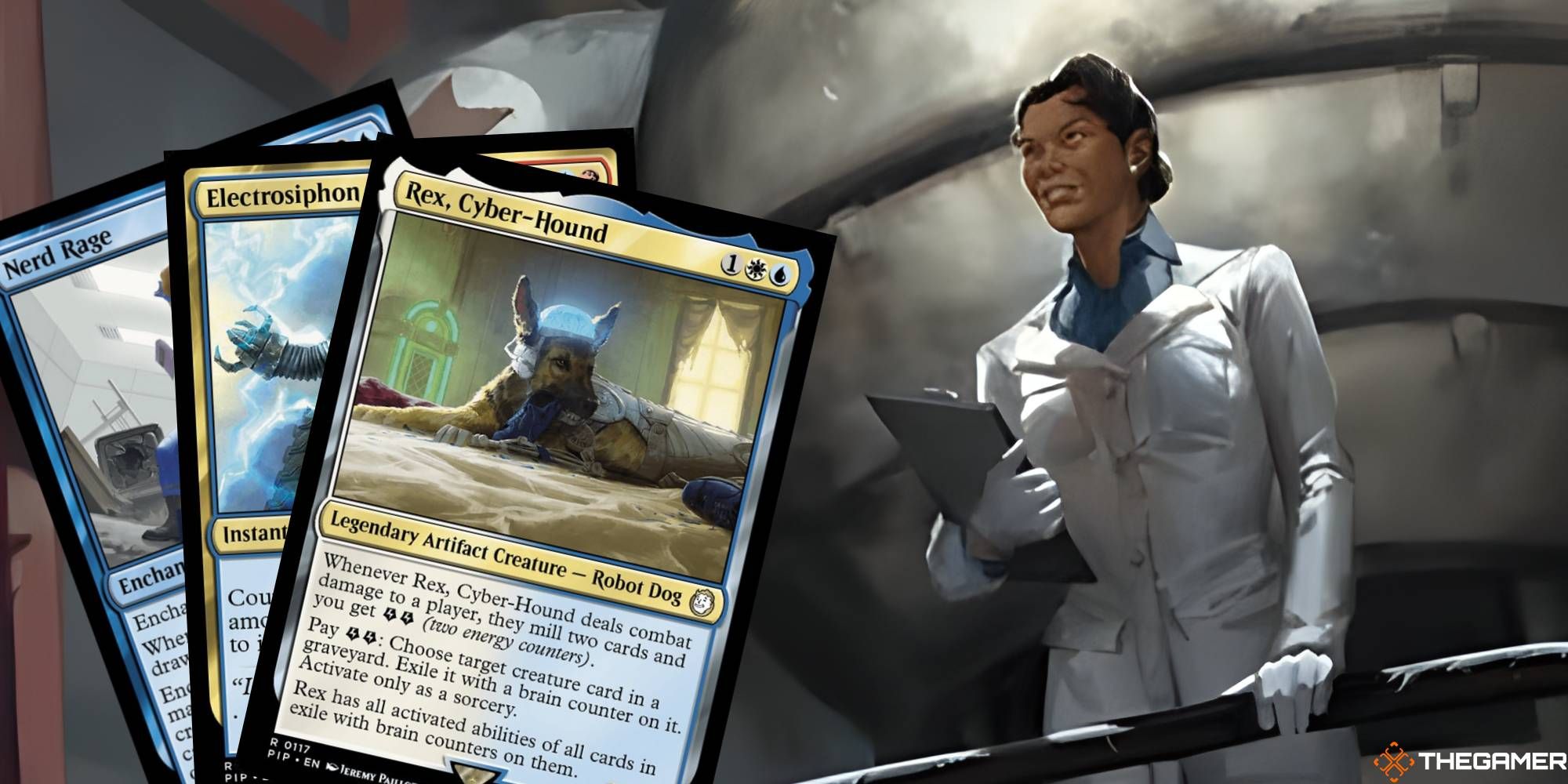 Dr. Madison Li overseeing cards from the Science! Commander deck.