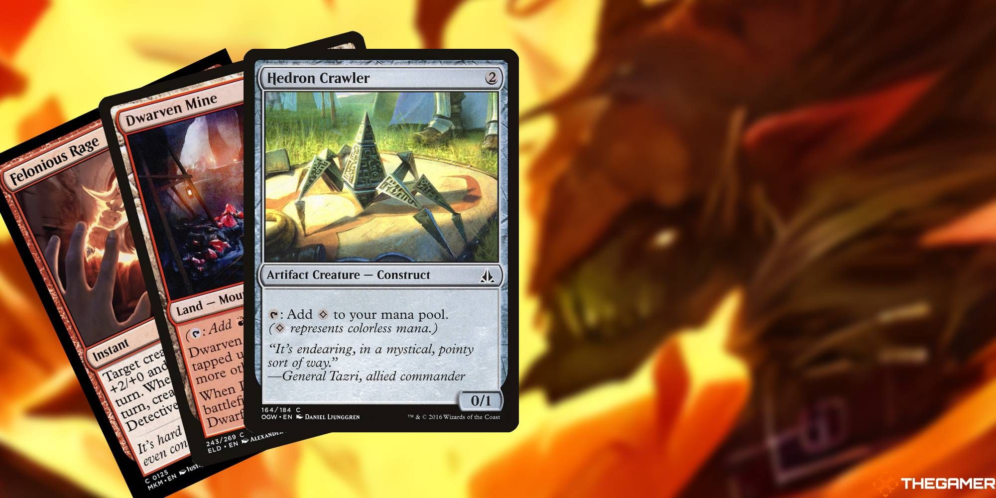 Felonious Rage, Dwarven Mine, and Hedron Crawler, three solid picks for a Zada, Hedron Grinder deck