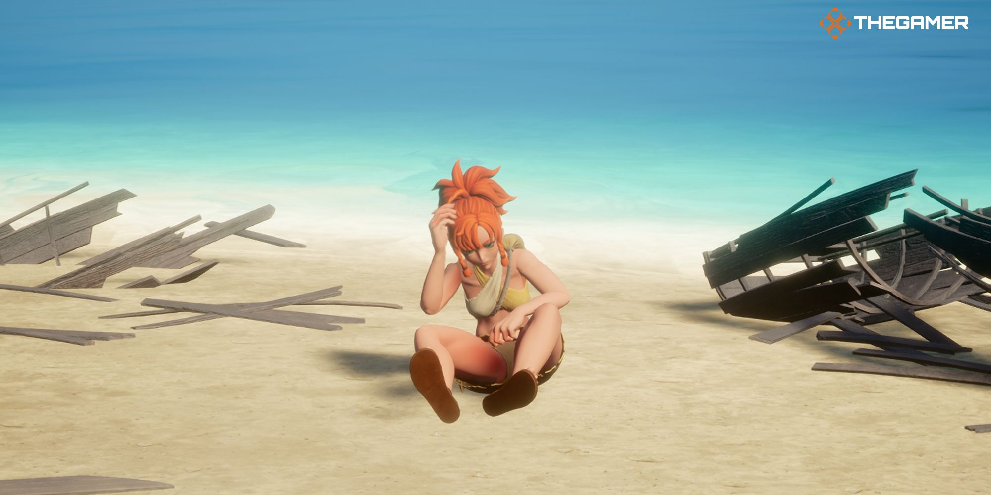 Palworld Player on the beach