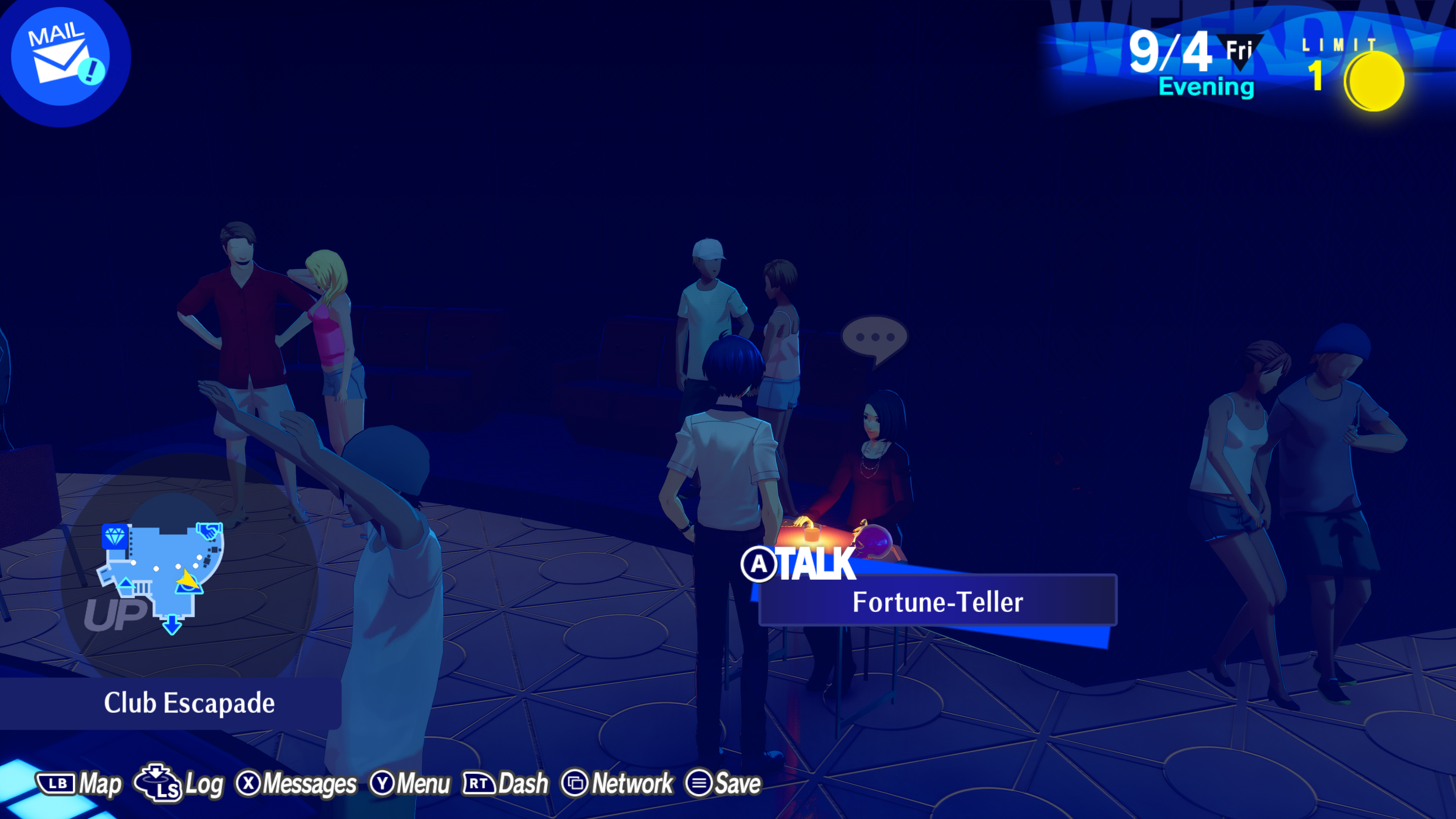 Approaching the Fortune Teller in Club Escapade in Persona 3 Reload