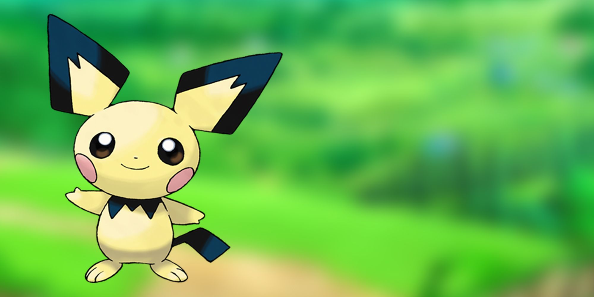 Pichu Posed Over a Blurred Background