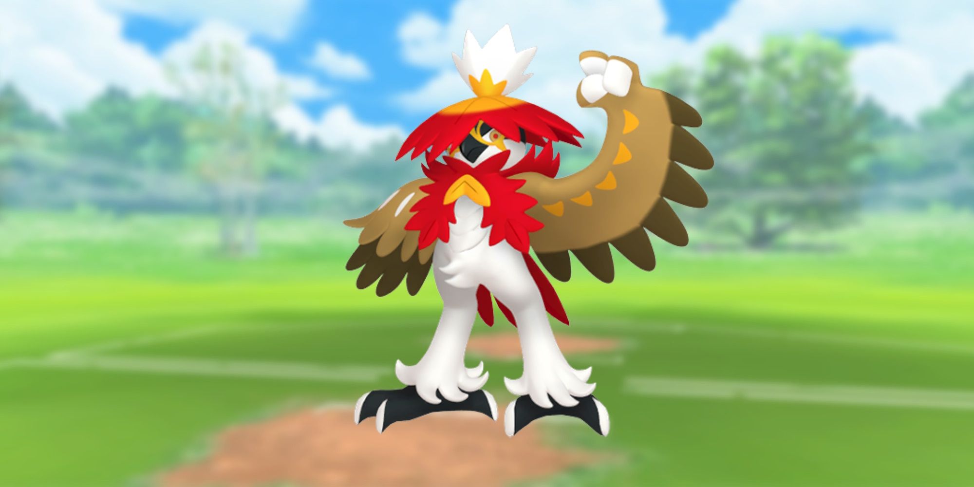 Image of Hisuian Decidueye with the Pokemon Go battlefield as the background