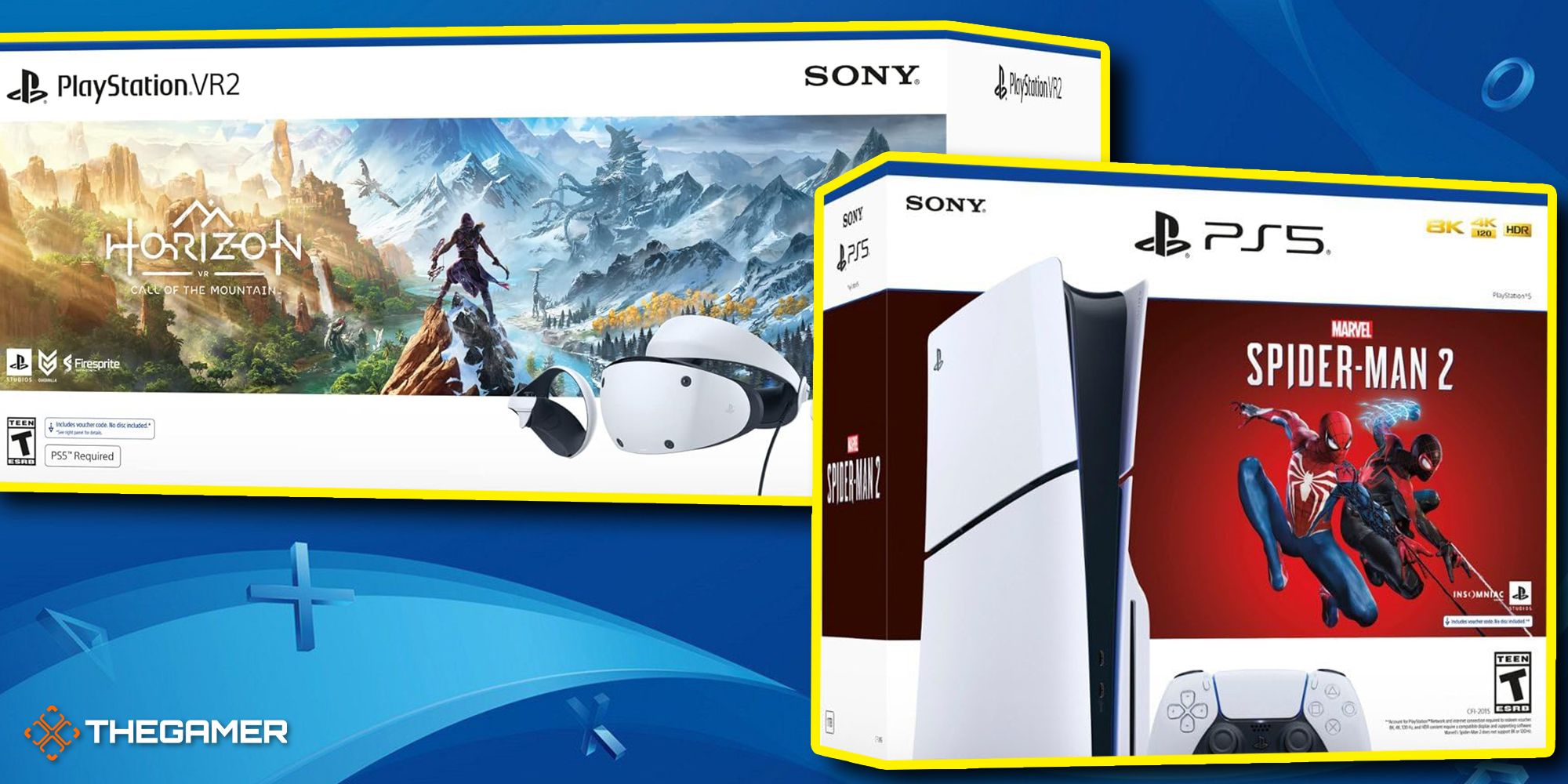 ps vr2 horizon call of the mountain bundle, and a spider-man 2 ps5 bundle