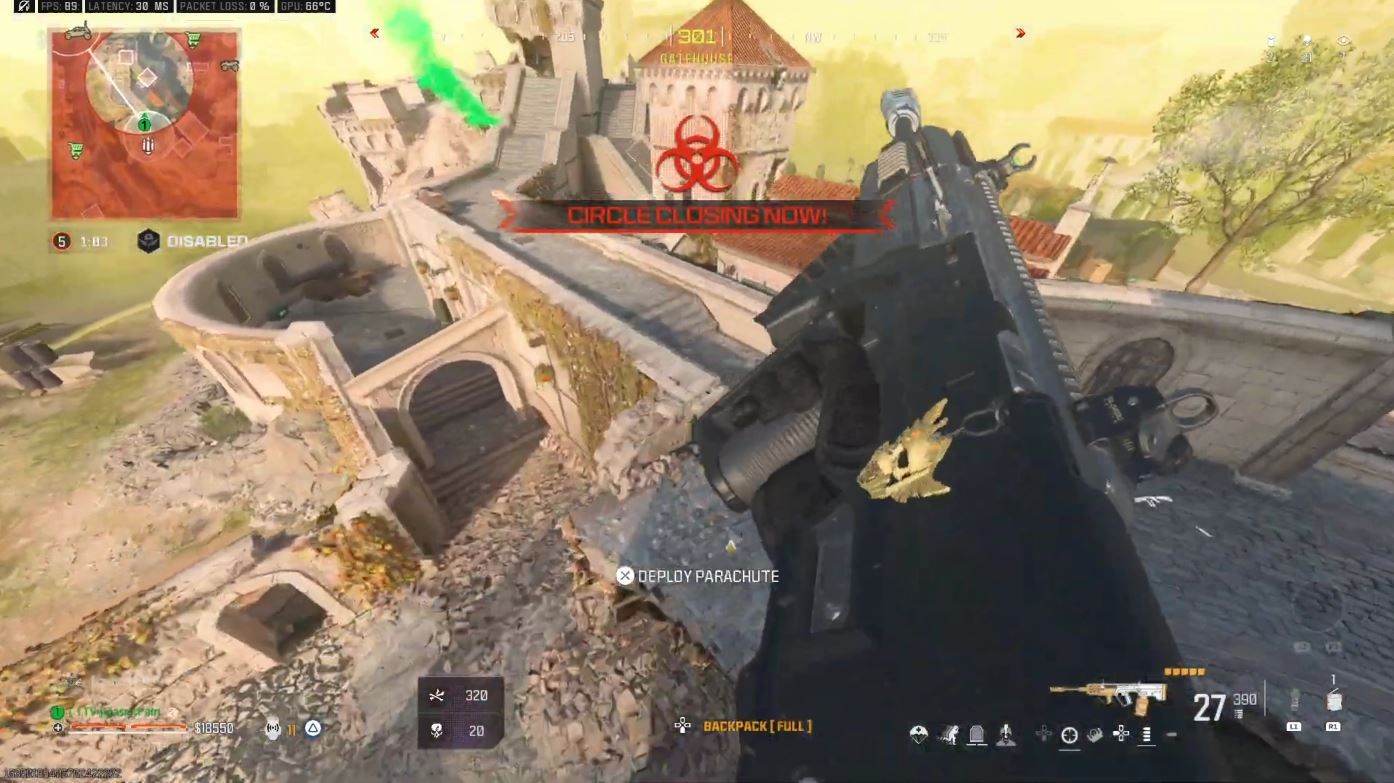 Player reloading the RAM7 while jumping in Fortunes Keep in Call of Duty Warzone
