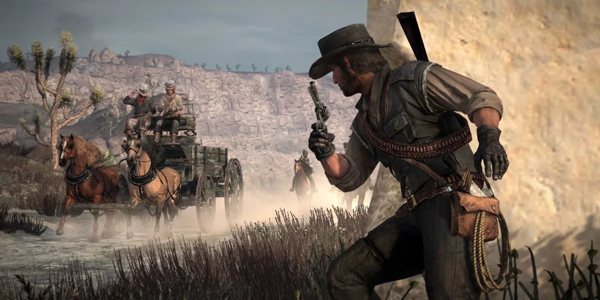 Red Dead Redemption: John Marston Lying In Wait Whilst A Stage Coach Approaches