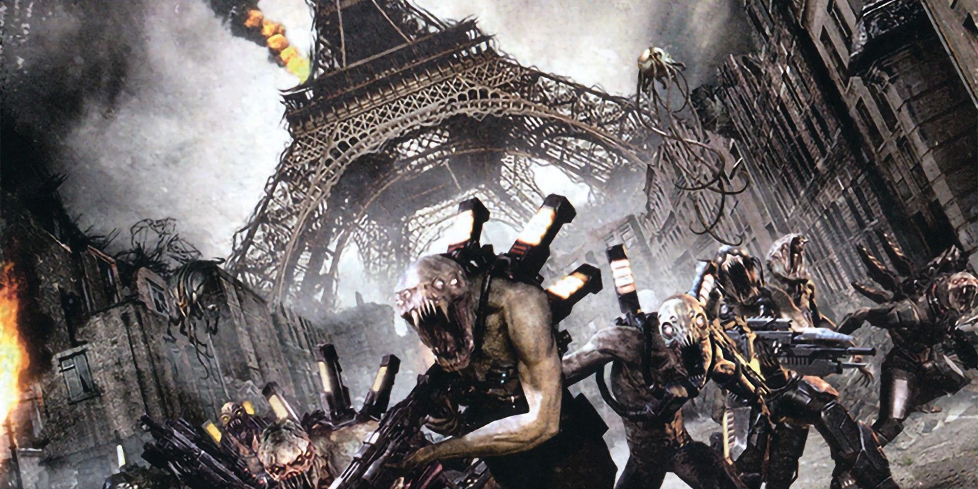 Chimera soldiers in front of the Eiffel Tower. 