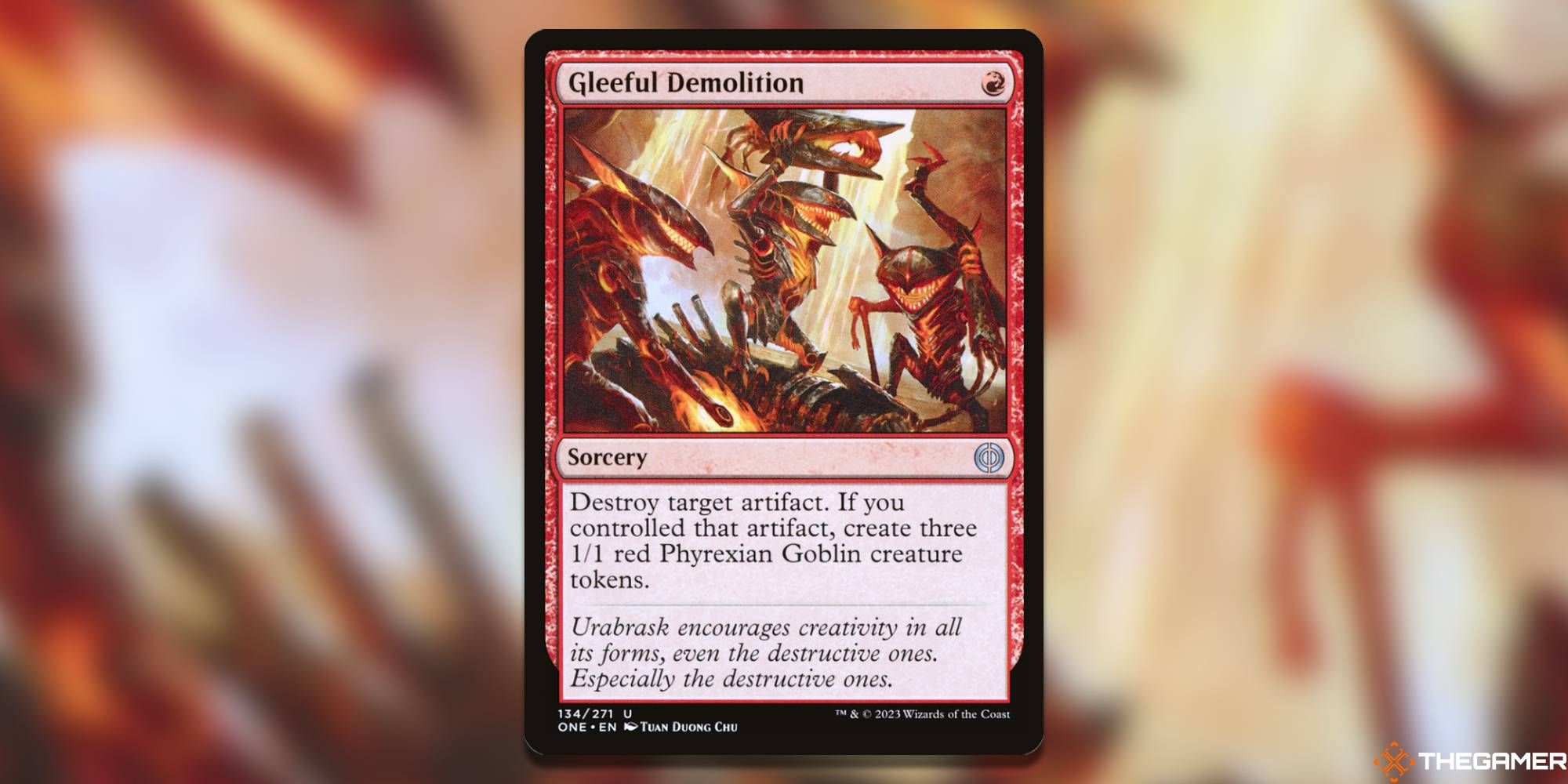 screenshot of Gleeful Demolition from Phyrexia All Will be One MTG