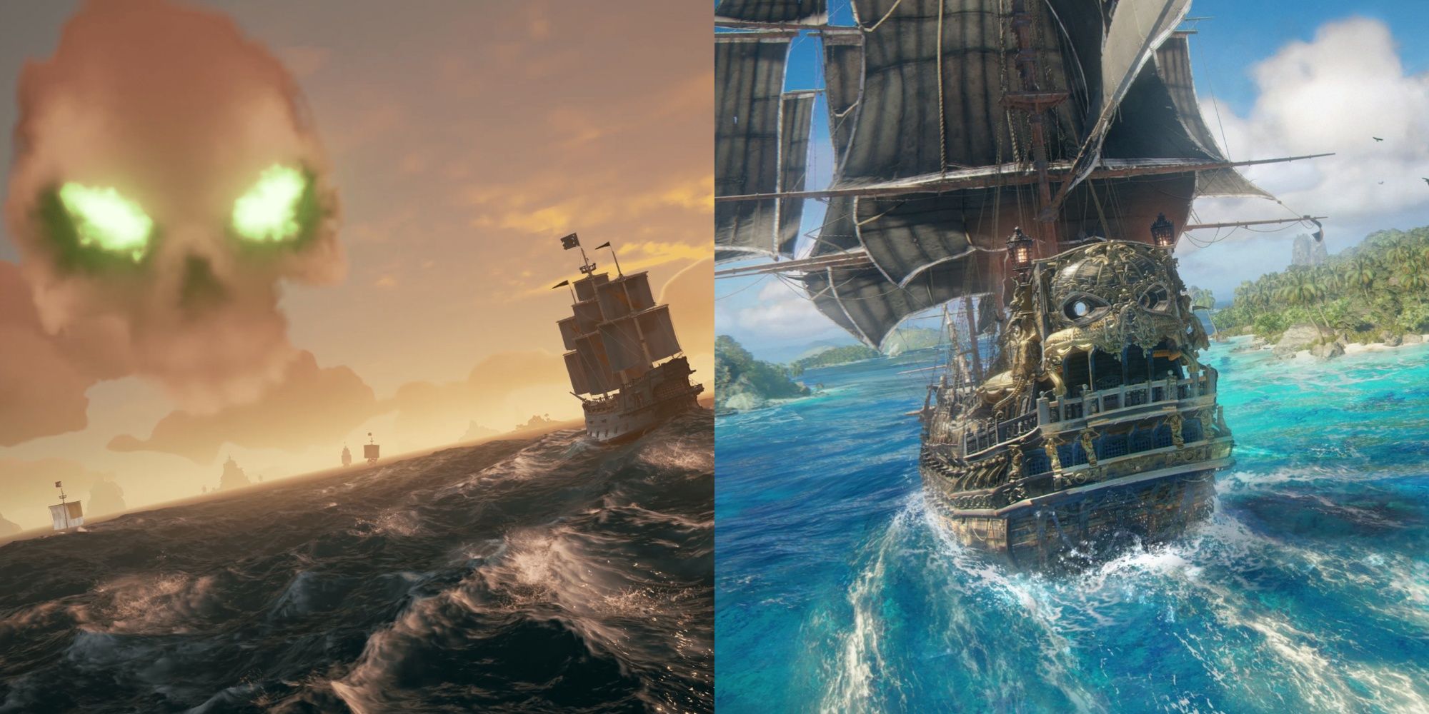 Promotional Images Of Sea Of Thieves And Skull And Bones.
