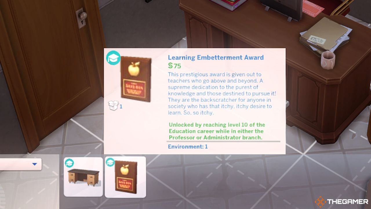 One of The Sims 4 Education career rewards