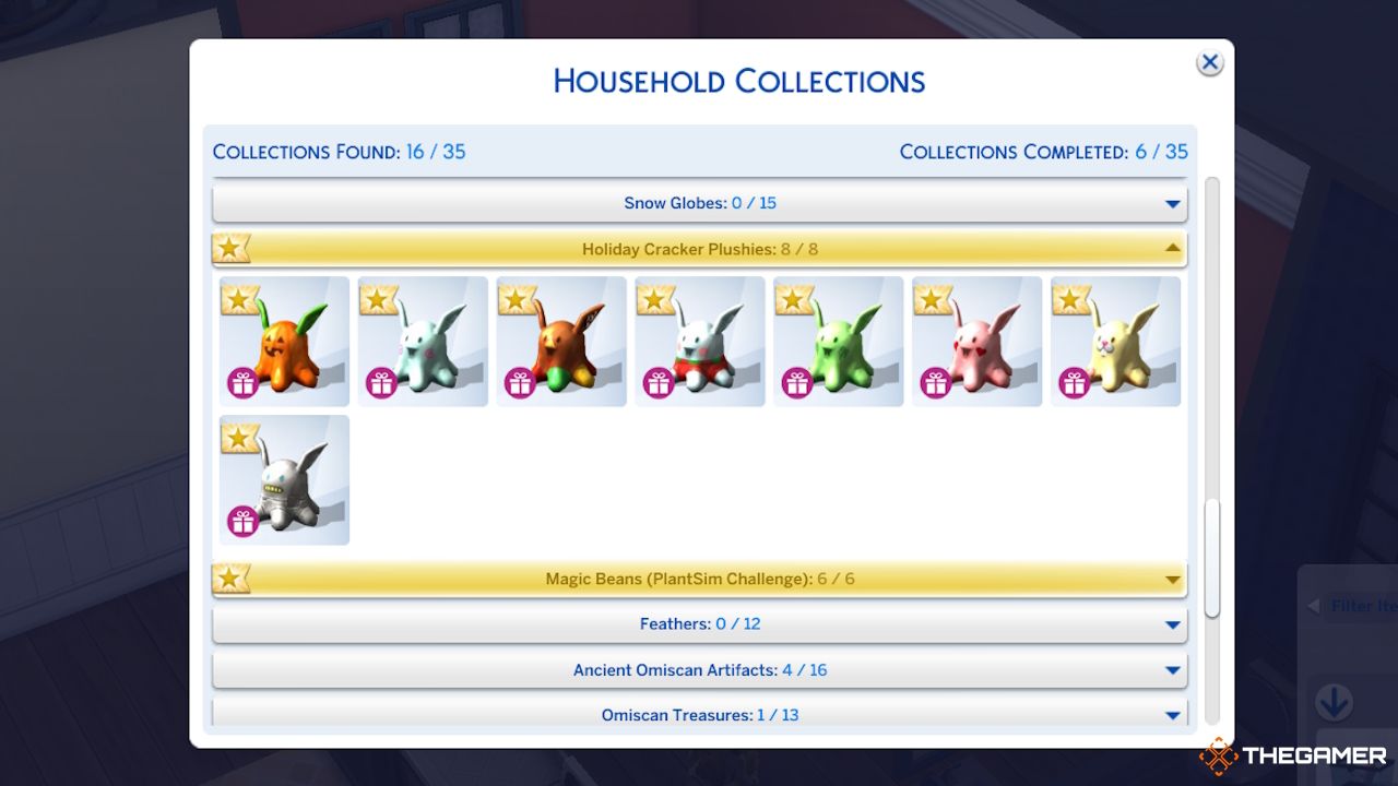 All the Holiday Cracker Plushies in The Sims 4 collection