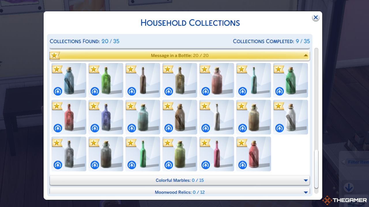 All of the Messages in a Bottle in the household collection